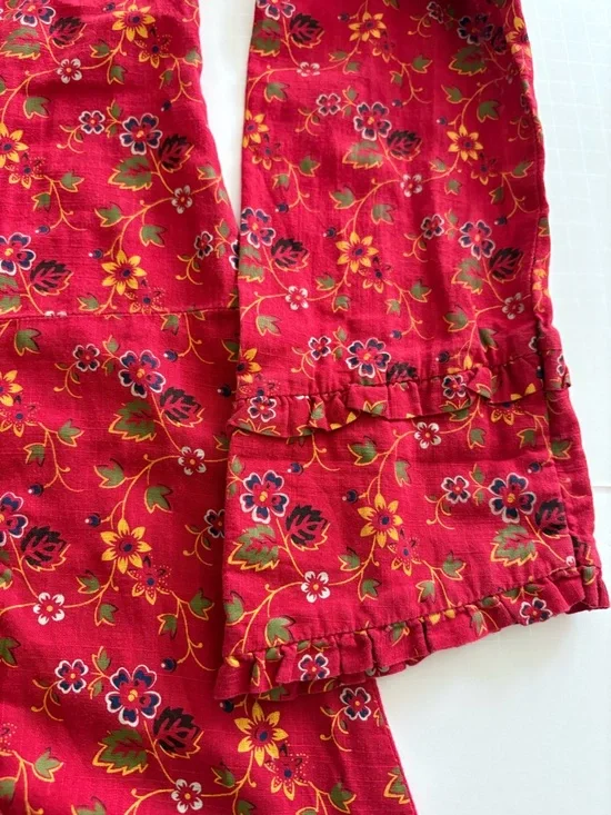 Free People Red Floral Long-Sleeve Shirt Dress y2k size 8 - Picture 5 of 7